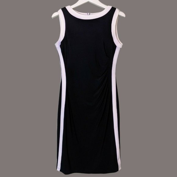 Chaps Pencil Dress Sleeveless Black And White With Accent Career Women Size Med - Picture 8 of 8